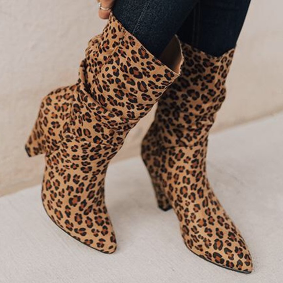 1 left! Nature Breeze Leopard Slouch Heel BOOT - Picture 2 of 7
